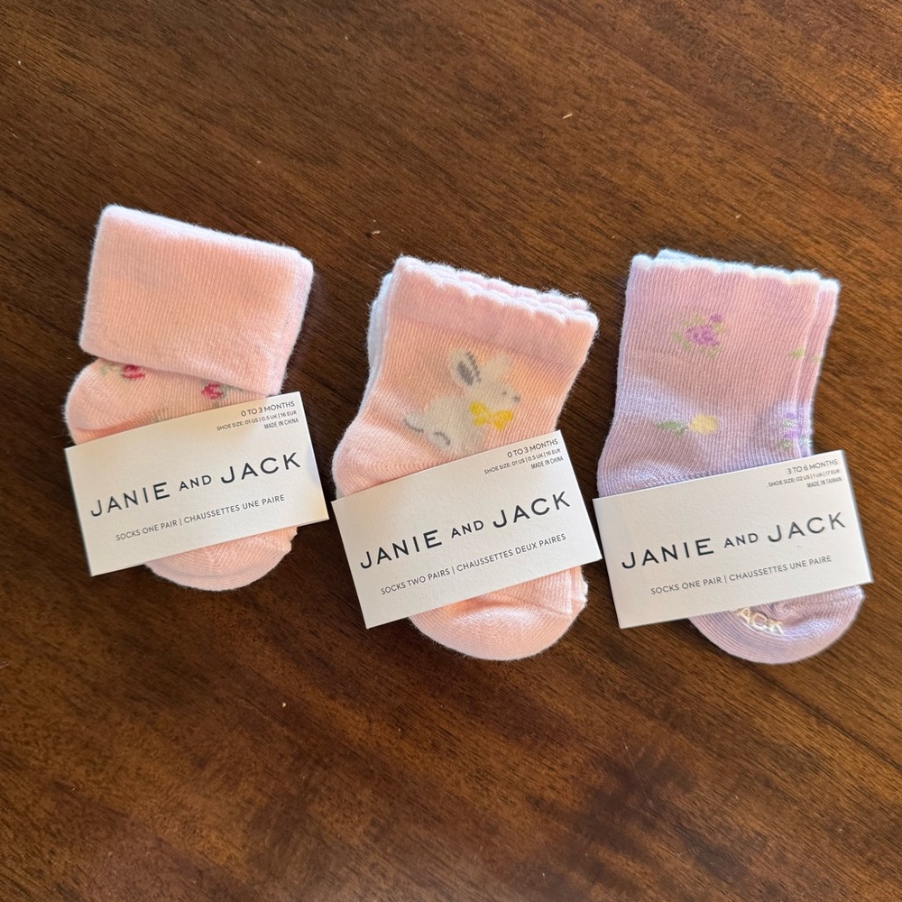 Janie and Jack Pastel Pink Baby Socks Trio